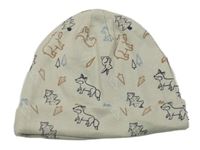Béžová bavlněná čepice se zvířátky Dopodopo