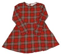 ČErveno-modro-bílo-béžové kostkované šaty H&M