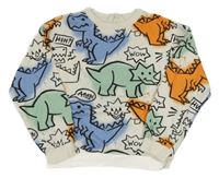 Bielo-farebná mikina s dinosaurami H&M