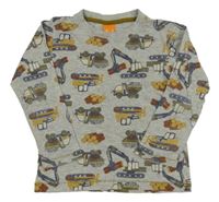 Šedé triko s auty a bagry Pusblu 