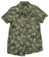 Khaki košeľa s rostlinami INEXTENSO