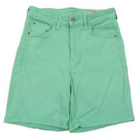 Mintové riflové elastické kraťasy Denim