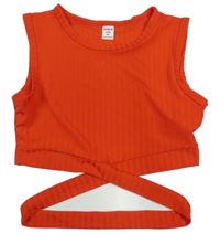 Červený rebrovaný crop top Shein