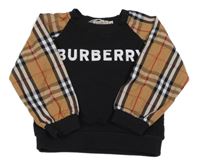 Černá mikina s kostkovanými rukávy Burberry