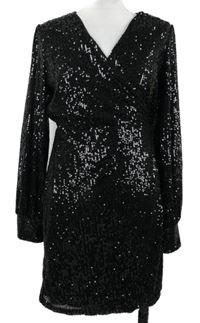 Dámksé čierne flitrové zavinovací spoločenské šaty My Jewellery