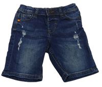 Tmavomodré rifľové kraťasy s vyšúchaním Denim Co.