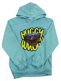 Svetlomodrá mikina s Huggy wuggy a kapucňou