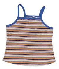 Bielo-moodro-ružový pruhovaný crop top M&S
