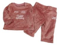 2set - Růžová chlupatá mikina s nápisem + tepláky
