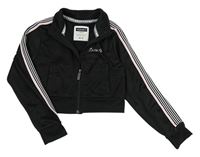 Čierna športová prepínaci crop mikina s ružovým pruhom Sonneti