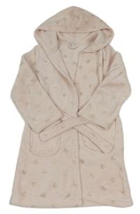 Světlerůžový chlupatý župan se srdíčky a kapucí Bluezoo