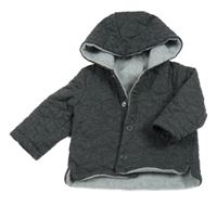 Tmavošedá prošívaná propínací zateplená mikina s kapucí Nutmeg