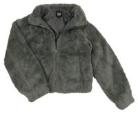 Tmavošedá kožešinová podšitá bunda New Look