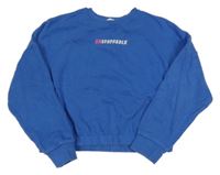 Modrá crop mikina s nápisom M&S