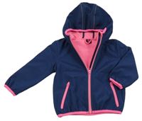 Tmavomodrá softshellová bunda s neonovým zipem a kapucí Kiki&Koko