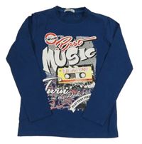 Tmavomodré triko s potiskem 