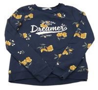 Tmavomodrá mikina s nápisom H&M