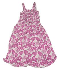 Bielo-fuchsiové kvetované šaty Page one young