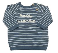 Modro-biely pruhovaný sveter s nápisom F&F