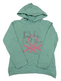 Zelená mikina s kamienkami a kapucňou Benetton