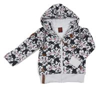 Bílo-černá propínací mikina s Mickeym a kapucí 