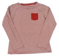 Červeno-biele pruhované tričko s vreckom Tchibo