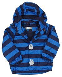 Tmavomodro-modrá pruhovaná šušťáková jarná bunda s odopínacíá kapucňou Pocopiano