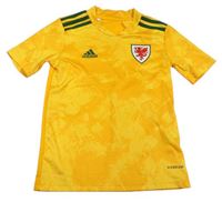 Oranžovo-žlutý vzorovaný fotbalový funkční dres s erbem Adidas 
