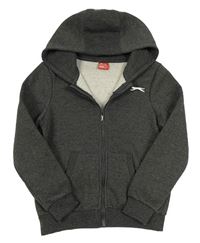 Sivá prepínaci mikina s logom a kapucňou Slazenger