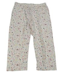 Biele capri legíny s kvietkami Topolino