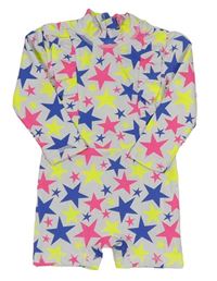 Bílý UV overal s hvězdičkami a volánky Mothercare
