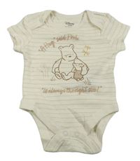 Bílo-béžové pruhované body s medvídkem Pú Primark