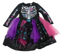 Kockovaným - Čierno-ružové halloweenské šaty s tylovou sukní Matalan