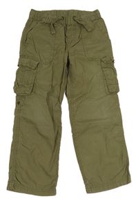 Khaki plátenné cargo nohavice Lupilu