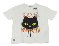 Biele halloweenské tričko s mačkou Primark