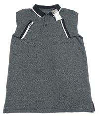 Tmavošedé polo tričko s límečkem Primark 