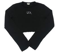 Čierne rebrované crop tričko s logom River Island