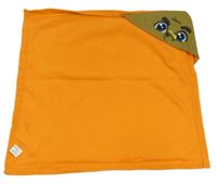 Oranžovo-olivová osuška s kapucí a ptáčkem 
