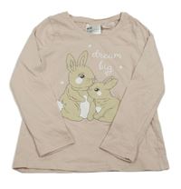 Nové - Pudrové triko s králíčky H&M