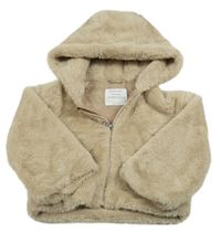 Béžová kožušinová podšitá crop bunda s kapucňou Primark