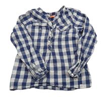 Tmavomodro-biela kockovaná blúzková á tunika so srdiečkami Cool Club