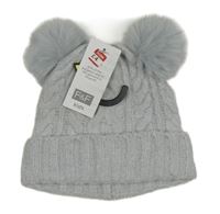 Nové - Svetlomodrá pletená čapica s bambulemi F&F