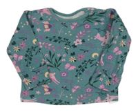 Modrošedé triko se zvířátky a kytičkami George 