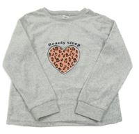 Sivá zamatová mikina so srdiečkom L&D
