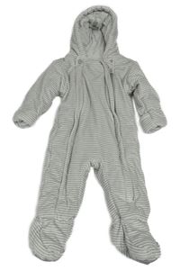 Šedo-bílá pruhovaná sametová zateplená kombinéza s kapucí M&S