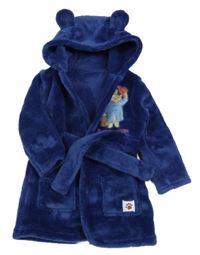 Tmavomodrý chlupatý župan s Paddingtonem a kapucí