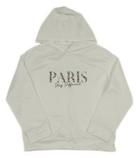 Biela športová mikina s nápisom a kapucňou