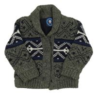 Šedo-tmavomodro-bílý vzorovaný podšitý svetr Rebel