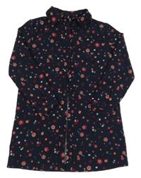 Tmavomodrá kytičkovaná halenková tunika C&A