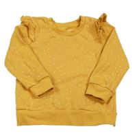 Okrová mikina s bodkami a volánikmi Primark